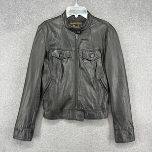 Massimo Leather Vera Pelle Made in Italy Black‎ Genuine Leather Jacket Size 44